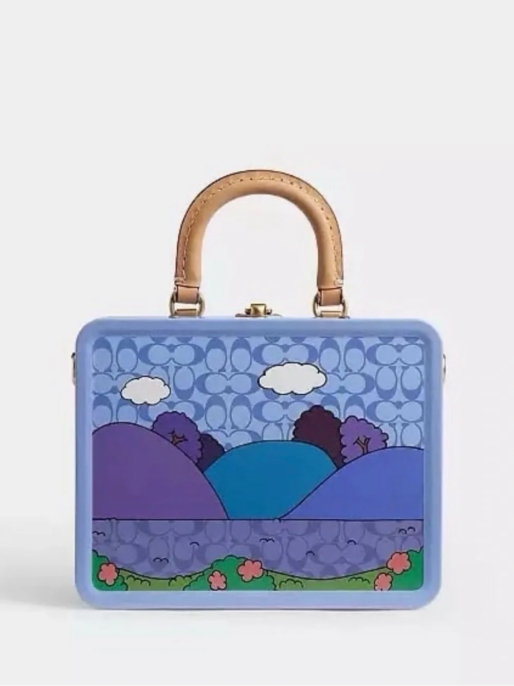 Coach X Brain Dead Souvenir Box Bag B4/Purple Multi Tin & Vachetta Leather NWT